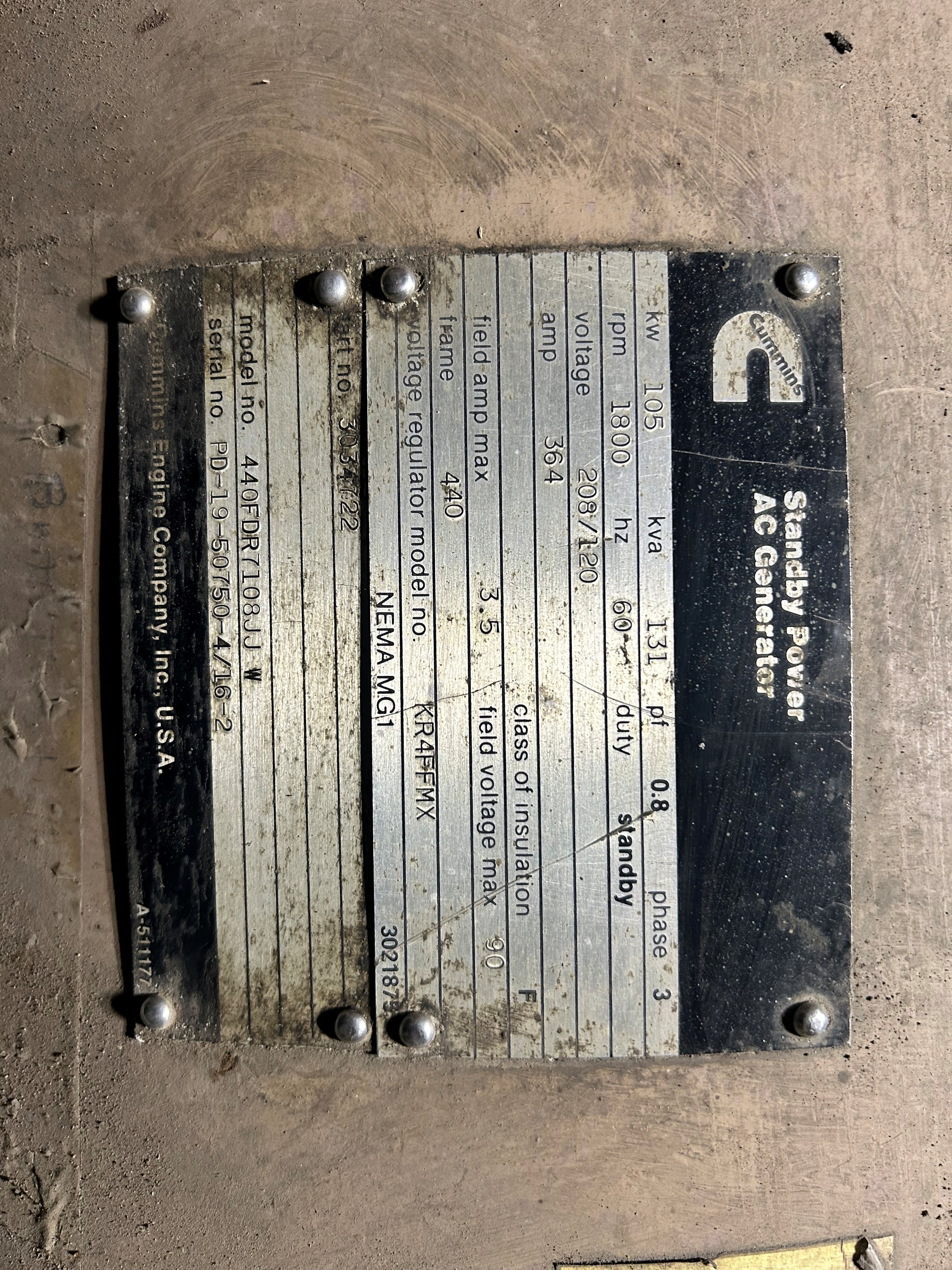 Used Cummins 440FDR7108JJ W