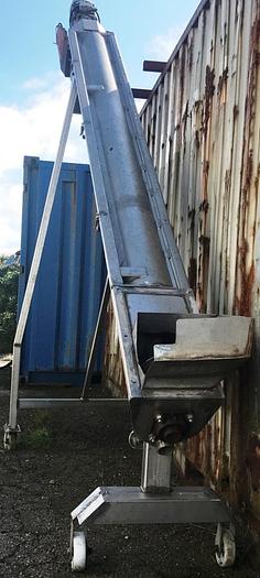 Used Screw conveyor, Ø230 mm x 3000 mm in stainless steel with gear motor