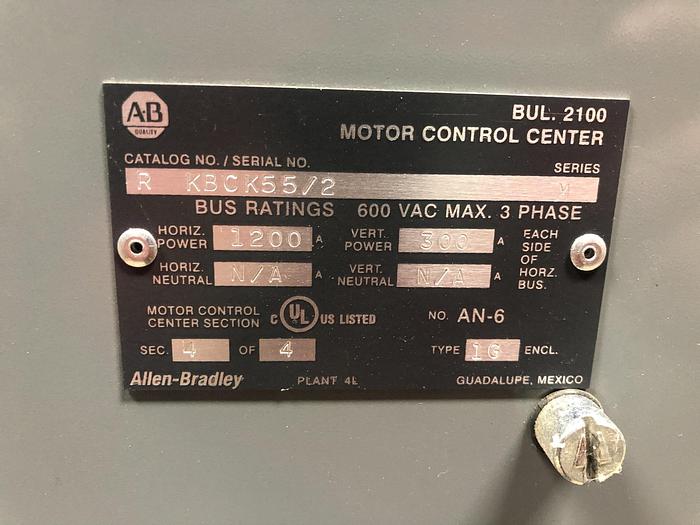 Used ALLEN BRADLEY CENTERLINE MCC SECTION WITH POWERFLEX DRIVES