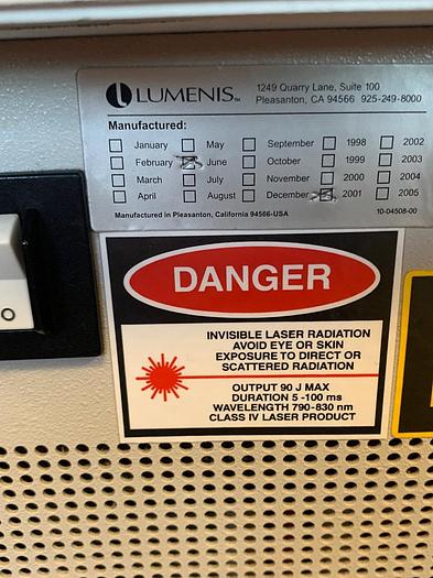 Used Lumenis XC Hair removal laser 400 MS ~ Single Owner~ Warranty~ Headroom= 1.73