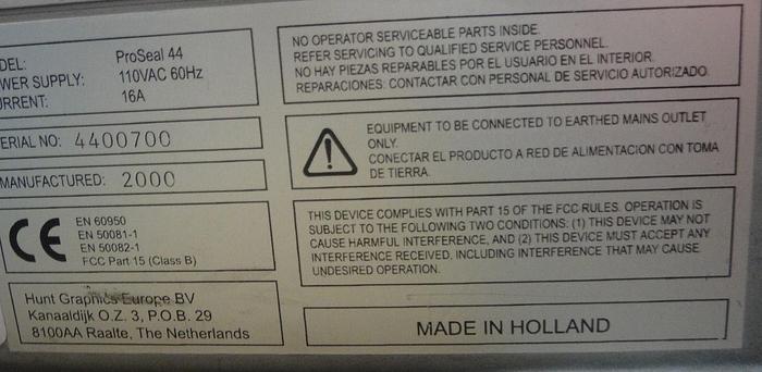 Used 2000 ProSeal 44 Laminator 2000
