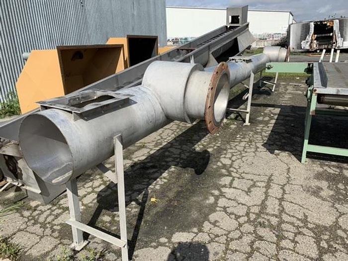 Used Valley Foundry Stainless Steel Tube Type Auger Screw Conveyor 45.5' Long x 12" Diameter