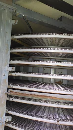 Used Tunel zamrażalniczy spiralny w kontenerze, "Frigoscandia", szerokość taśmy 410 mm.