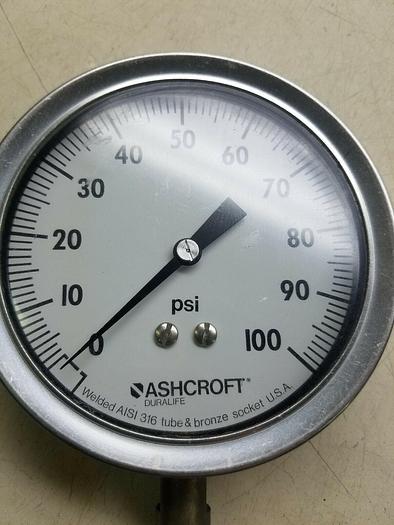 Used ASHCROFT 0-100PSI PRESSURE GAUGE Q-8902