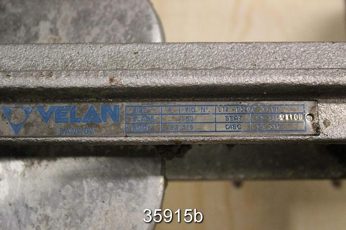 Used Velan 4" Hand Operated Knife Gate Valve, L12-0320C-13BL #35915