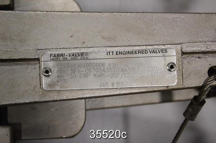 Used Fabri FV-C6702438200 4" Hand Operated Knife Gate Valve #35520