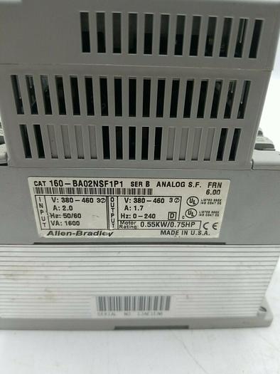 Used Allen Bradley 160-BA02NSF1P1 Ser. B .75hp vfd