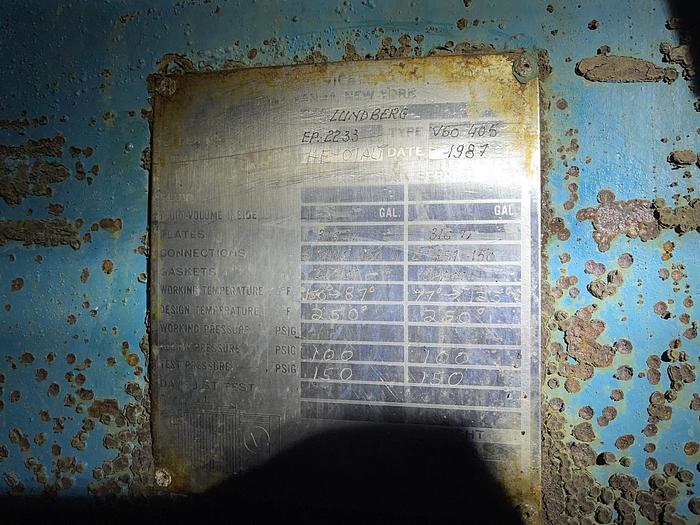 Used 1987 AMERICAN VICARB V60405 PLATE TYPE HEAT EXCHANGER