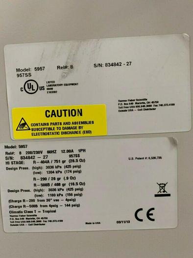 Used Thermo Scientific 5957 -86ºC Ultra Low Laboratory Freezer 23 Cu Ft 230V