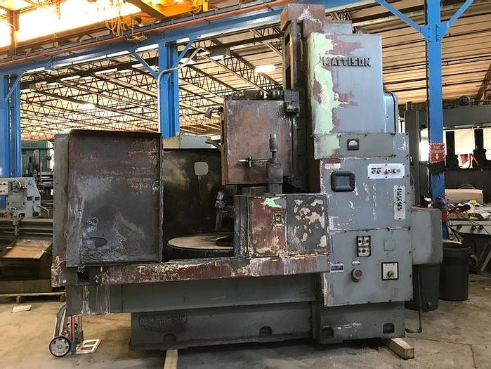 Used 1980's Mattison Rotary Surface Grinder, 48" Chuck, 60" Swing inside water guards, 24" Under wheel, 100 HP, 9/16" Chuck Life