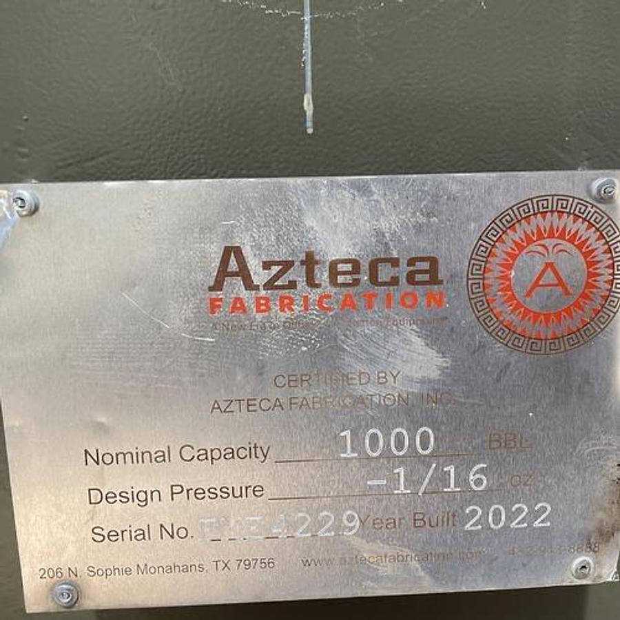 Used Azteca Fabrication 1000BBL Vertical Storage Tanks - 15’6” x 30’, Carbon Steel, Flat Bottom, Used Basic Refurb, 2022