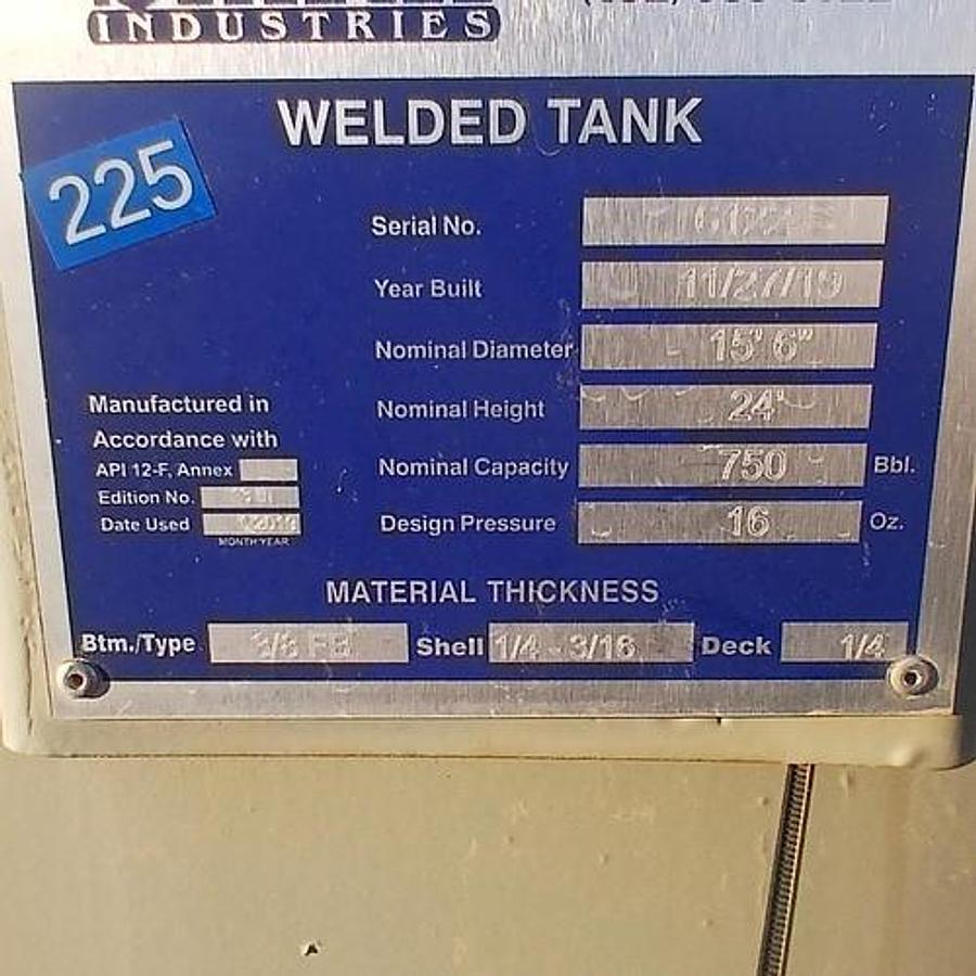 Used Smith Industries 750BBL Vertical Storage Tanks - 15’6” x 24’, Carbon Steel, Flat Bottom, Used Basic Refurb