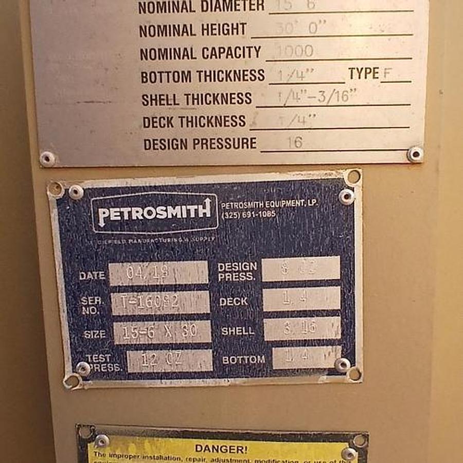 Used Petrosmith 1000BBL Vertical Storage Tanks - 15’6” x 30’, Carbon Steel, Flat Bottom, Used Basic Refurb, 2019