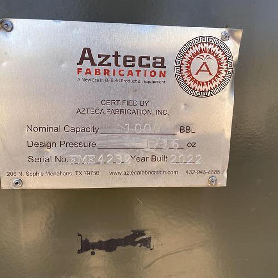 Used Azteca Fabrication 1000BBL Vertical Storage Tanks - 15’6” x 30’, Carbon Steel, Flat Bottom, Used Basic Refurb, 2022