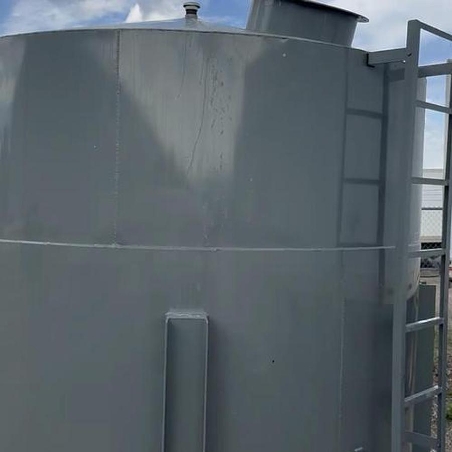 Used 2900gal Vertical Storage Tank- 100” D x 102” H, Cone bottom, Carbon Steel (2015)