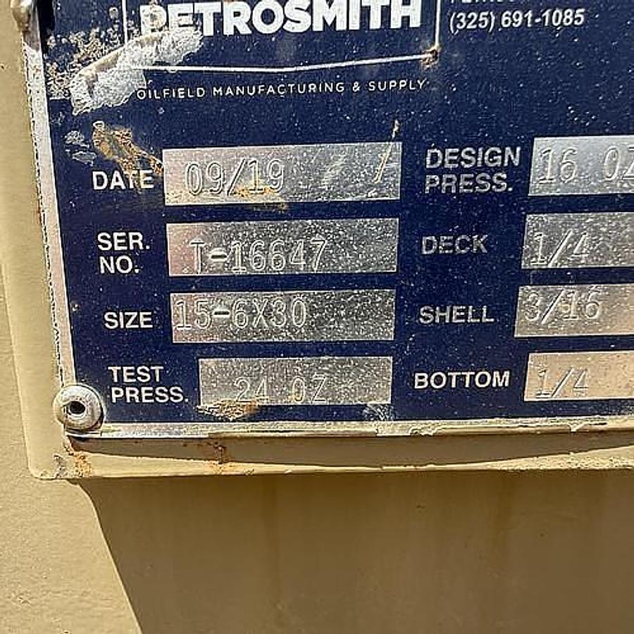 Used PetroSmith 1000bbl Vertical Storage Tanks – 15.5’ x 30’, Carbon Steel, Flat Bottom, Used Basic Refurb