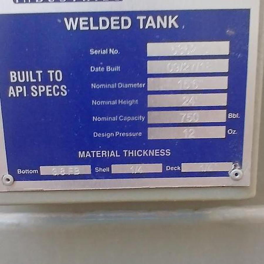 Used Smith Industries 750BBL Vertical Storage Tanks - 15’6” x 24’, Carbon Steel, Flat Bottom, Used Basic Refurb, 2018