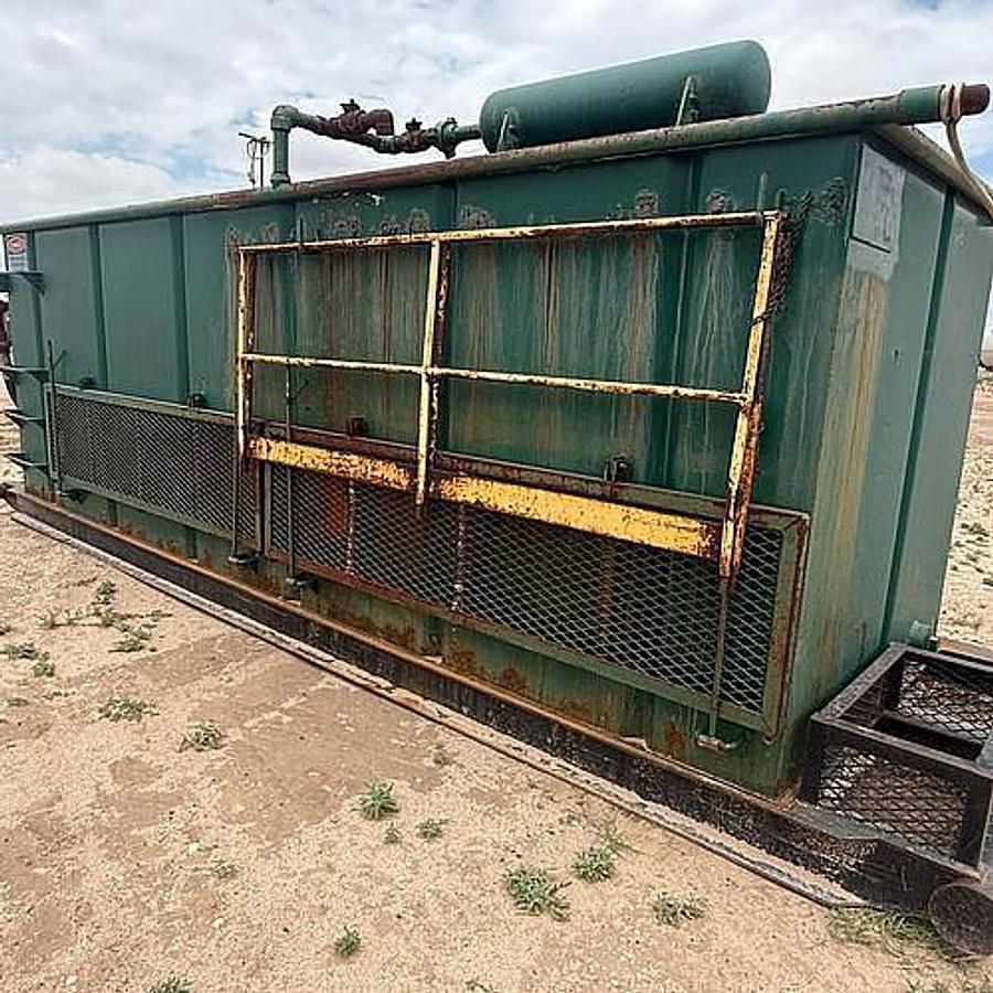 Used 115BBL Skidded Open Top Tank- 18.25x6x6, 2 Compartment, w/ Gas Buster