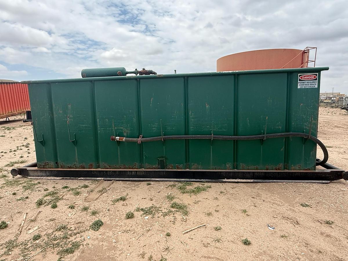 Used 115BBL Skidded Open Top Tank- 18.25x6x6, 2 Compartment, w/ Gas Buster