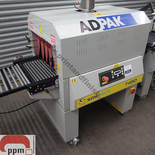 Used Adpak FO560A Automatic L Sealer & Heat Tunnel Shrink Wrapping Machine