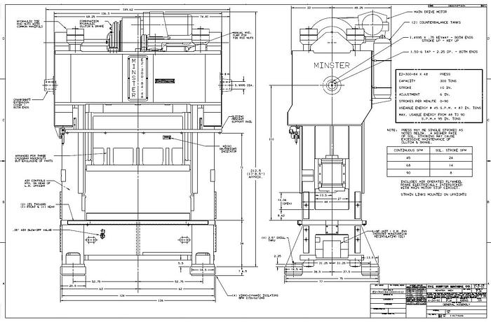 Used 300 ton Minster 84"x48" SSDC Stamping Press