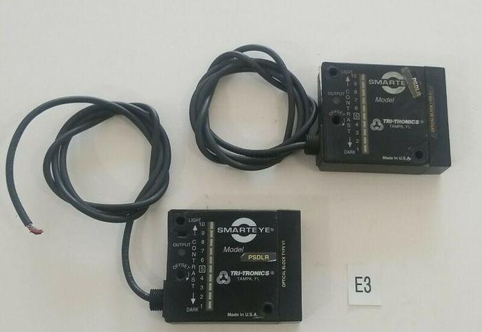 Used *PREOWNED* LOT OF 2 TRI-TRONICS SMARTEYE PSDLR SENSOR PHOTOELECTRIC BEAM