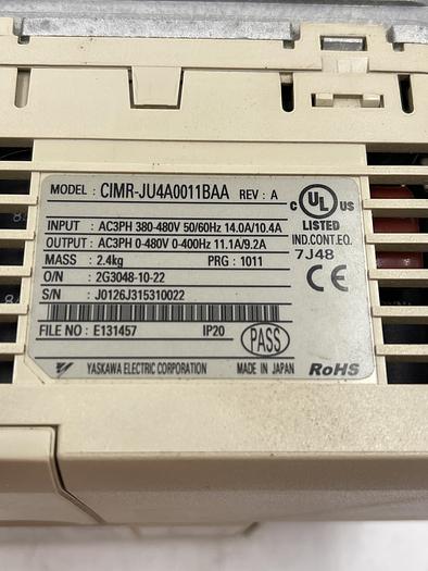 Used Yaskawa CIMR-JU4A0011BAA Rev A 