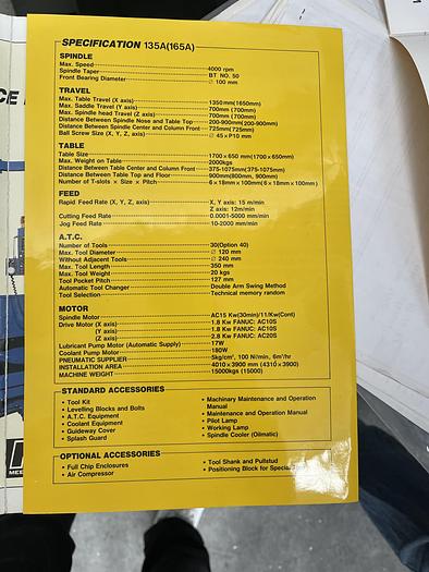 Usato Centro di Lavoro Verticale SUPERMAX YCM VMC 135 A