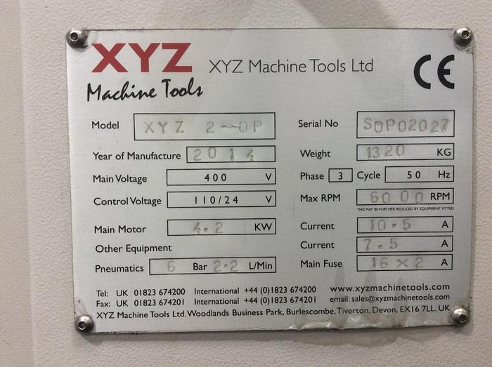 Used 2014 XYZ 2-OP Vertical Machining Center