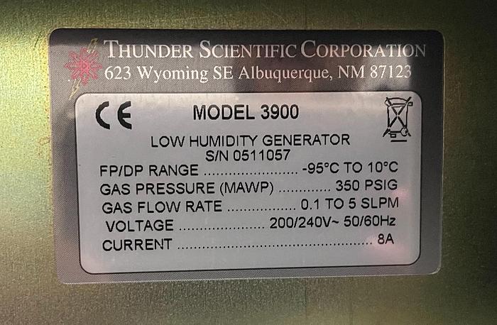 Used Thunder Scientific Model 3900 Two-Pressure Low Temperature Humidity Generator