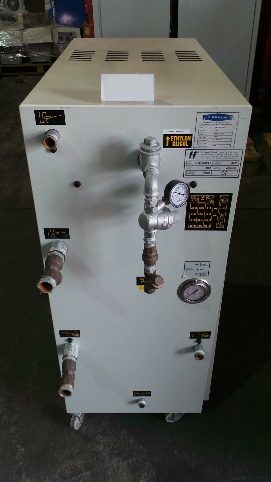 Used 2008 FF Frigofloid Impianti / E,Braun FWC6/CW-LT FWCC6/CW-LT, Cooling System, 400v/50Hz/C/C 5.5Kw(0-C) FF Frigofloid / E,Braun