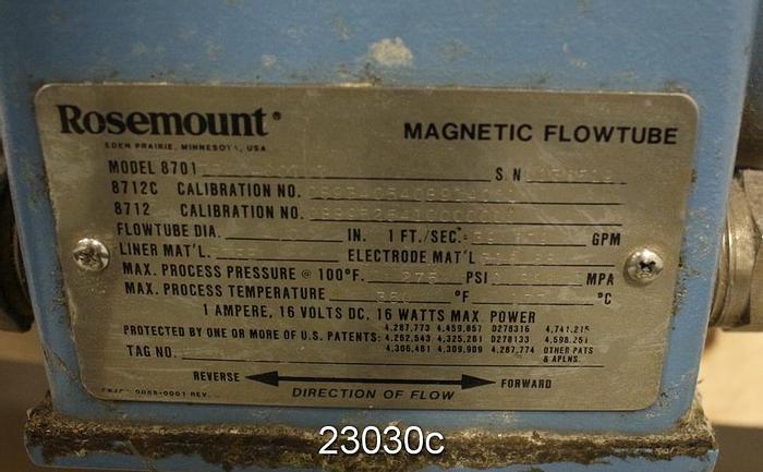Used Rosemount 8701TSA040C1L1 Magnetic Flow Tube, 4" #23030
