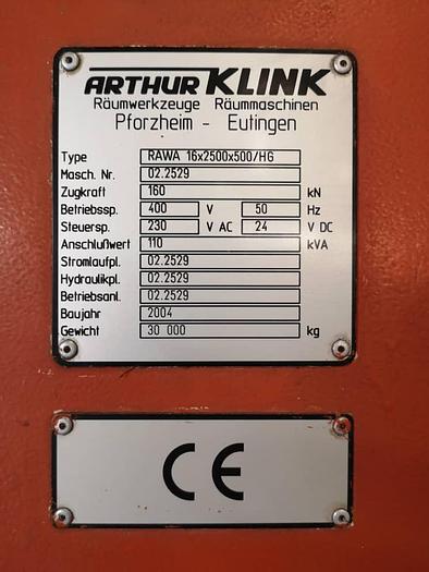 Used Year 2004 ARTHUR KLINK Gear Broaching Machine