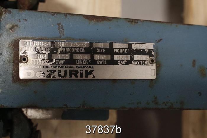 Used Dezurik 3" Hand Operated Knife Gate Valve #37837