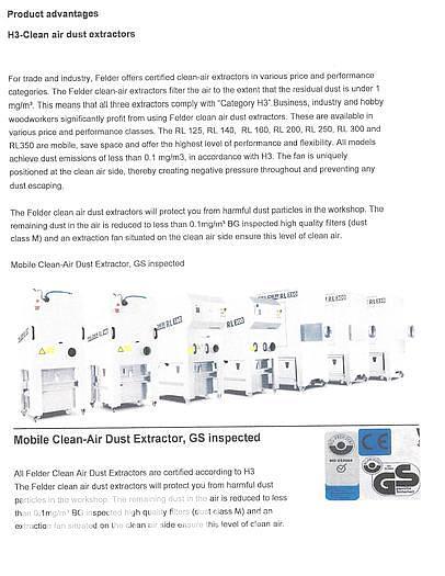 Used 2016 Felder RL350 Dust Collector