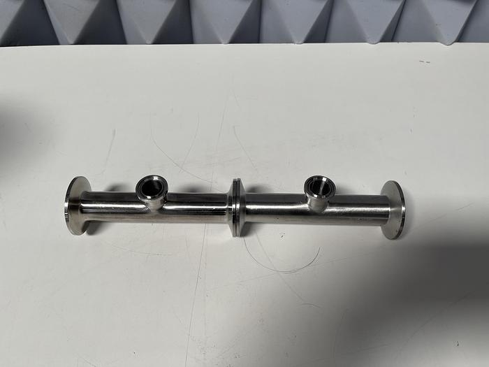 Used Lot of 2 - 5 1/4" Stainless Steel 3-way Pipe w/ 2" and 1" Sanitary Fittings