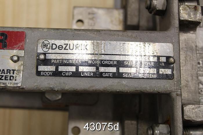Used Dezurik 4" Hand Operated Knife Gate Valve #43075