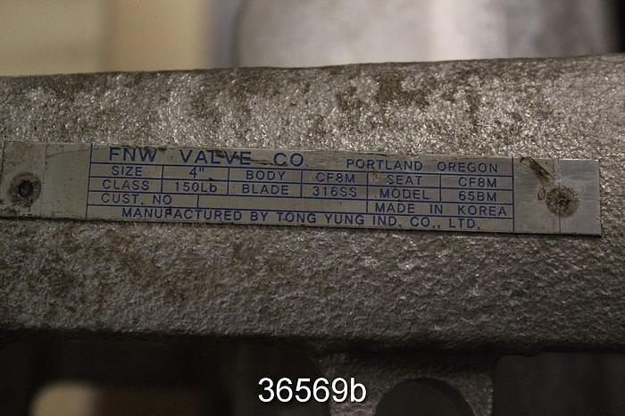 Used FNW 4" Hand Operated Knife Gate Valve, 65BM #36569