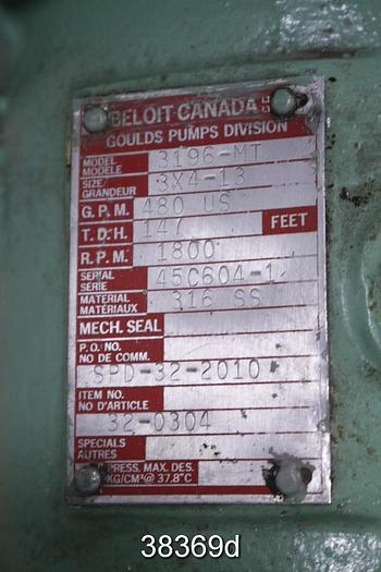 Used Goulds 3196 MT Pump Power End, 3x4x13 #38369