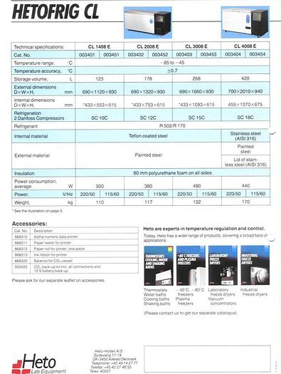 Used HETO Ultra freezer, type HETOFRIG CL 3008 E – minus 80 ° Celsius.