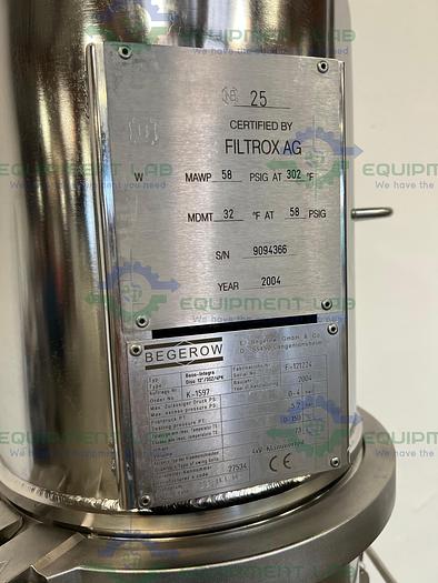Used Begerow  Beco-Integra Stainless Steel Filter Housing w/ Valves, 12" SS Housing