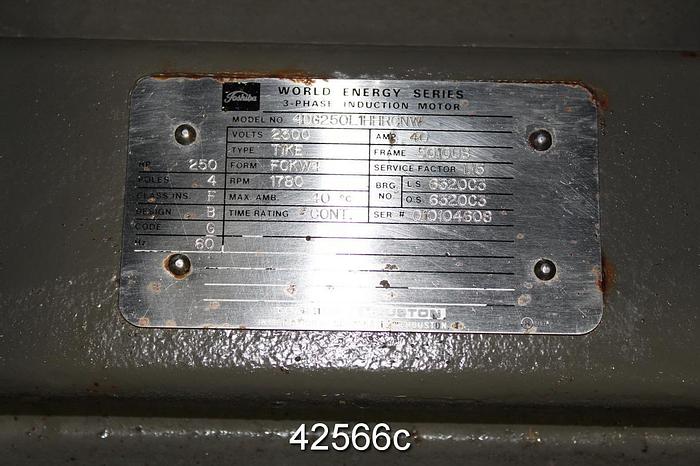 Used Toshiba 4DG250L1HHRC A/C Motor, 250 Hp, 1800 Rpm, 5010US Frame #42566