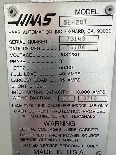 Used 2006 Haas SL-20T with Haas Servo 300 Barfeeder