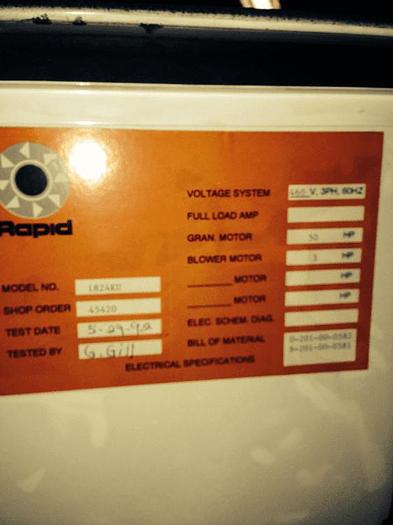 Used 18 in. X 24 in. RAPID GRANULATOR WITH BLOWER & CYCLONE (#8281)