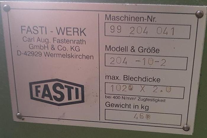 Gebraucht Schwenkbiegemaschine Fasti 204-10-2