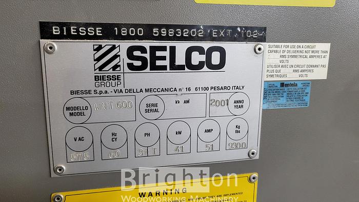 Used Biesse Selco WNT 600 used rear loading Beam saw #BM2413