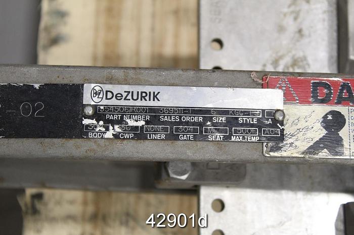 Used Dezurik 6" Hand Operated Knife Gate Valve #42901