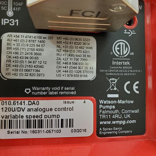 Used Watson-Marlow120U/DV Analogue Control Variable Speed Pump