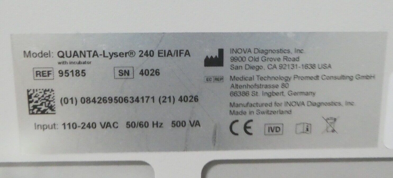 Used Inova Diagnostics Quanta-Lyser 240 EIA/IFA Robotic Workstation Processor