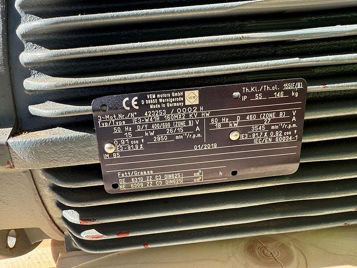 Gebraucht Elektromotor VEM Typ IE3-W41R 160MX2 KV HW